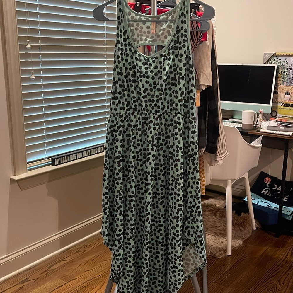 Xhileration (Target) navy and teal polka dot dress